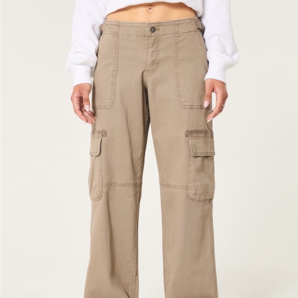 Hollister LOW-RISE BAGGY CARGO PANTS waist 29/8 light brown - Picture 4 of 4